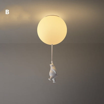 Light with Playful Ceiling Bears and Balloon Lights for Children's Room
