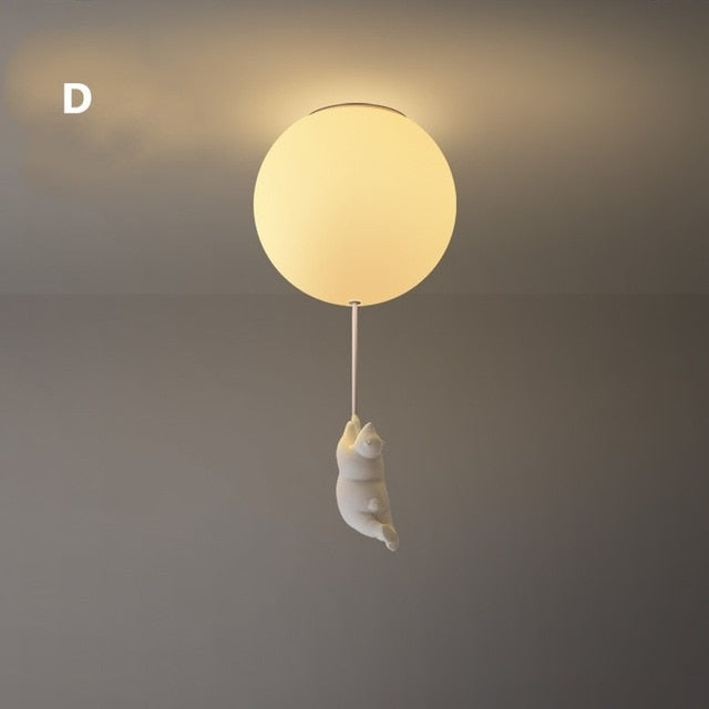 Light with Playful Ceiling Bears and Balloon Lights for Children's Room