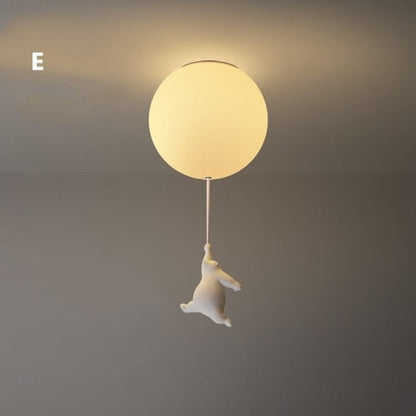 Light with Playful Ceiling Bears and Balloon Lights for Children's Room