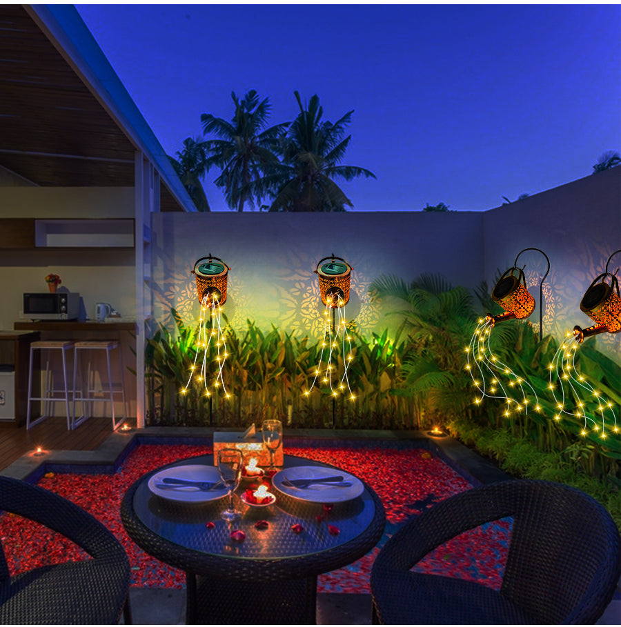 Garden Lamp with Watering Can Spray Lighting for Magical Solar Outdoor Lighting