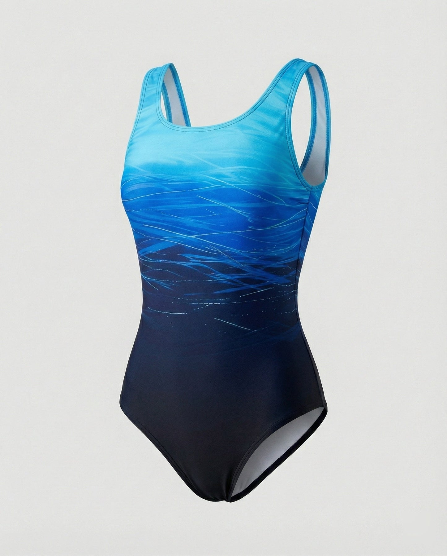 Sporty Swimsuit with Ombre Colour Gradient and Crossed Straps