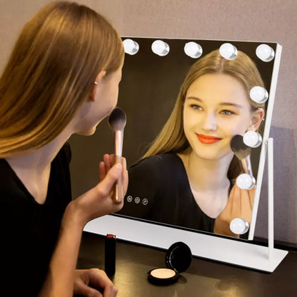 Mirror with Dimmable LED Lighting with Light Balls and Adjustable Make-Up Lighting