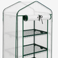 Mini greenhouse wire shelves, mesh roof and roll-up zippered door
