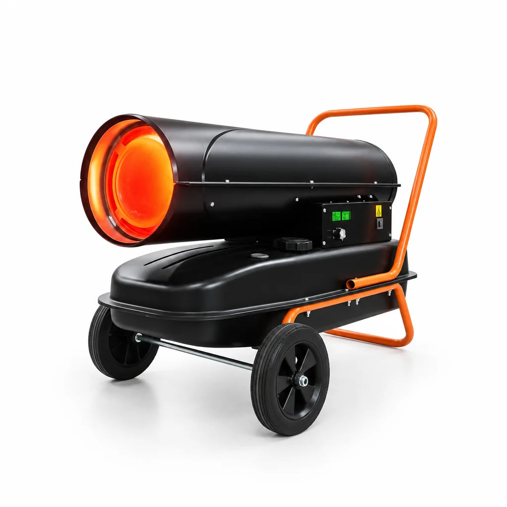 Canon à chaleur diesel 30 kW avec thermostat et roues – vue principale