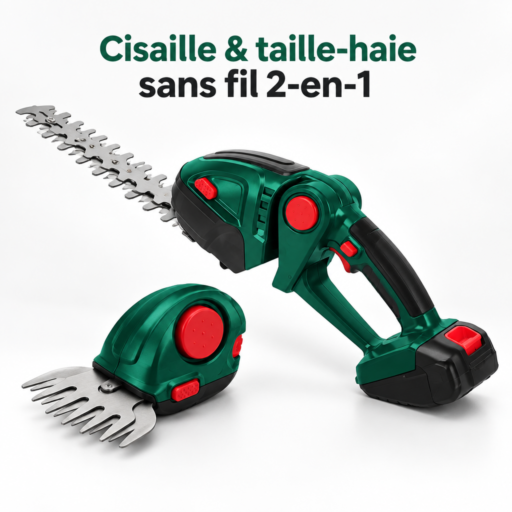 Cisaille et taille-haie sans fil 2-en-1 - vue principale