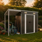 Abri de jardin métal 277 × 107 × 181 cm avec auvent – vue de soirée