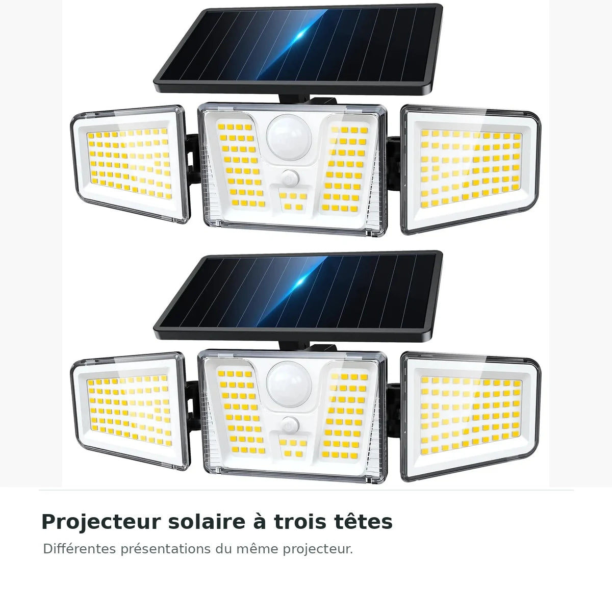 Projecteur solaire extérieur 210 LED avec détecteur de mouvement – présentation des deux projecteurs