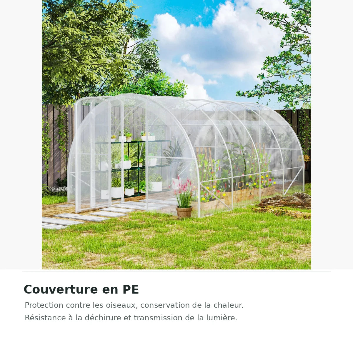 Serre tunnel de jardin 12 m² 4 × 3 × 2 m avec bâche PE – bâche en polyéthylène
