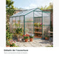 Serre de jardin polycarbonate 4,8 m² avec cadre aluminium – porte coulissante et base