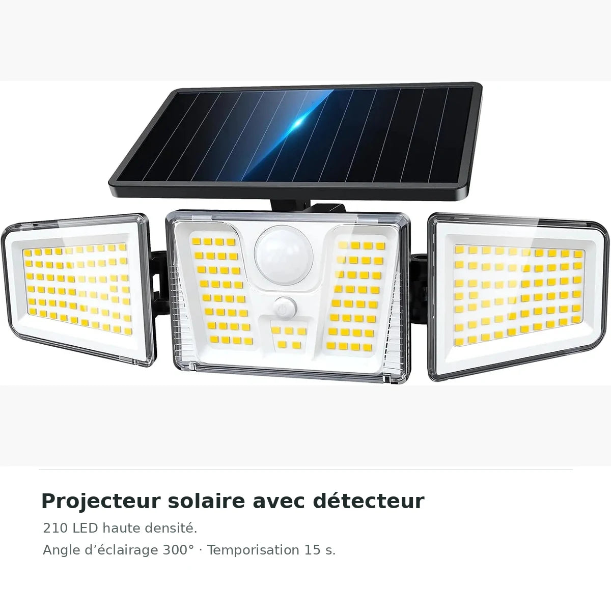 Projecteur solaire extérieur 210 LED avec détecteur de mouvement – angle d'éclairage