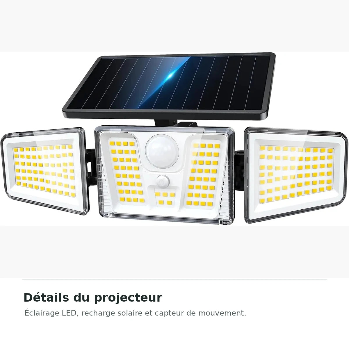Projecteur solaire extérieur 210 LED avec détecteur de mouvement – détails des LED