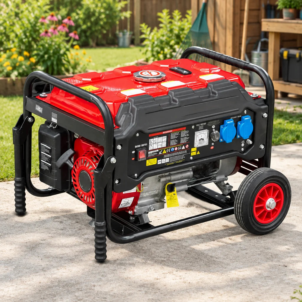 Groupe électrogène essence 3000 W avec roues et régulation AVR – mise en situation