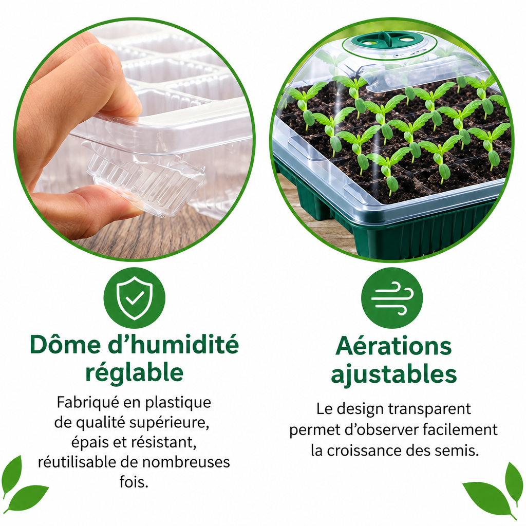 Dôme d’humidité réglable pour semis