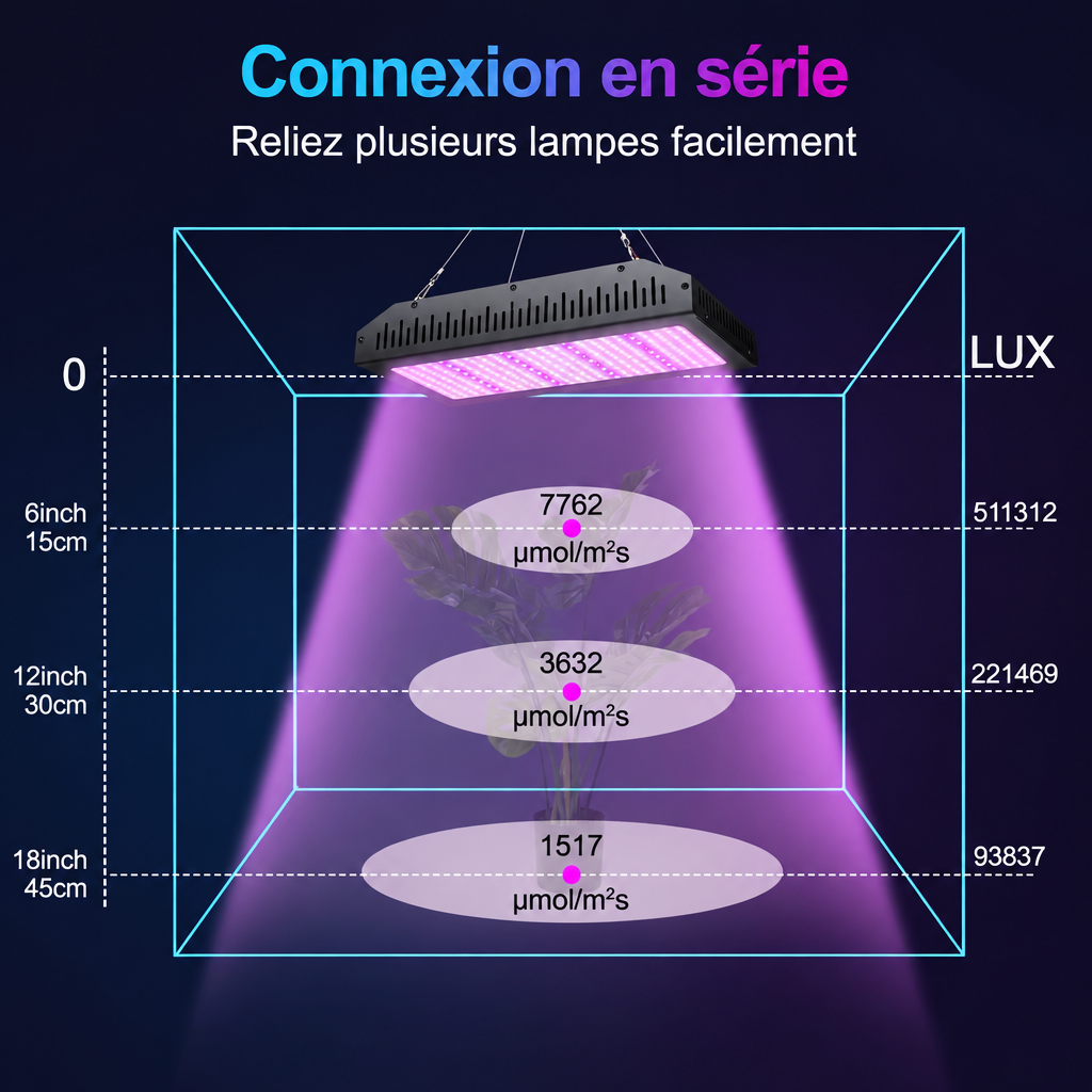Connexion en série de plusieurs lampes horticoles