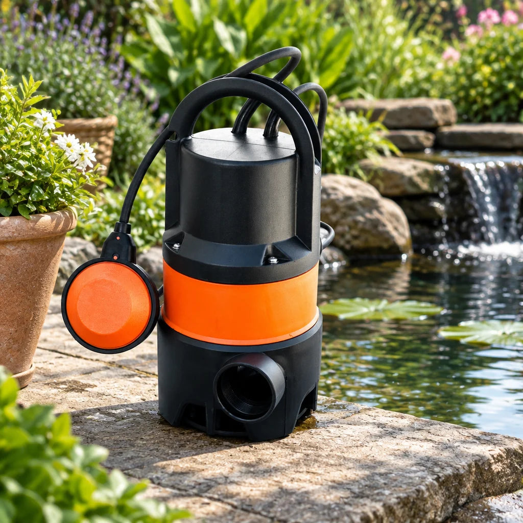 Pompe submersible pour eaux chargées 400 W avec flotteur – mise en situation