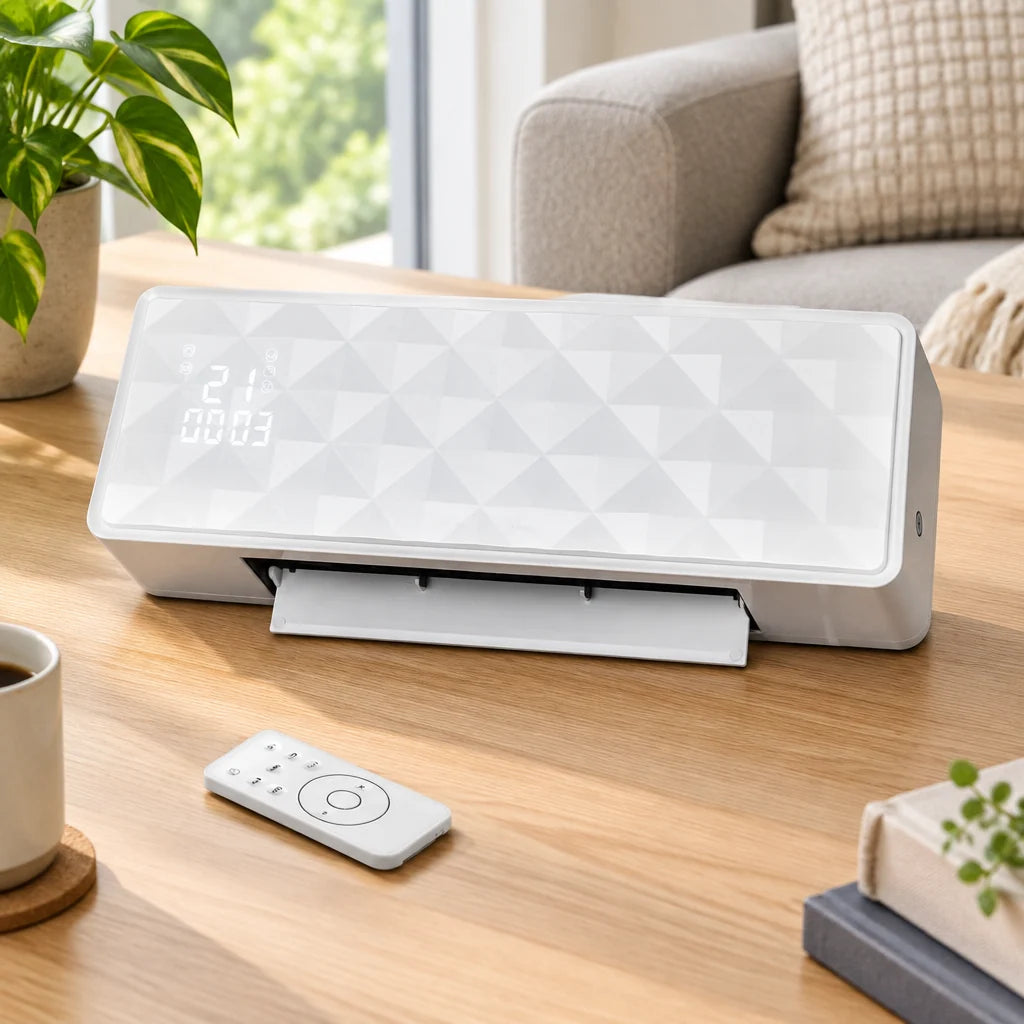 Radiateur céramique mural 2000 W avec Wi‑Fi et télécommande – mise en situation