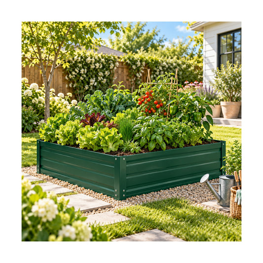 Galvanized steel raised garden bed – garden planting layout