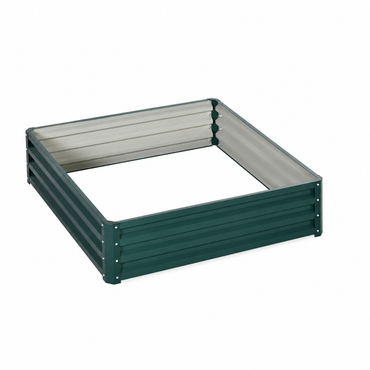 Galvanized steel raised garden bed – empty open-base square bed