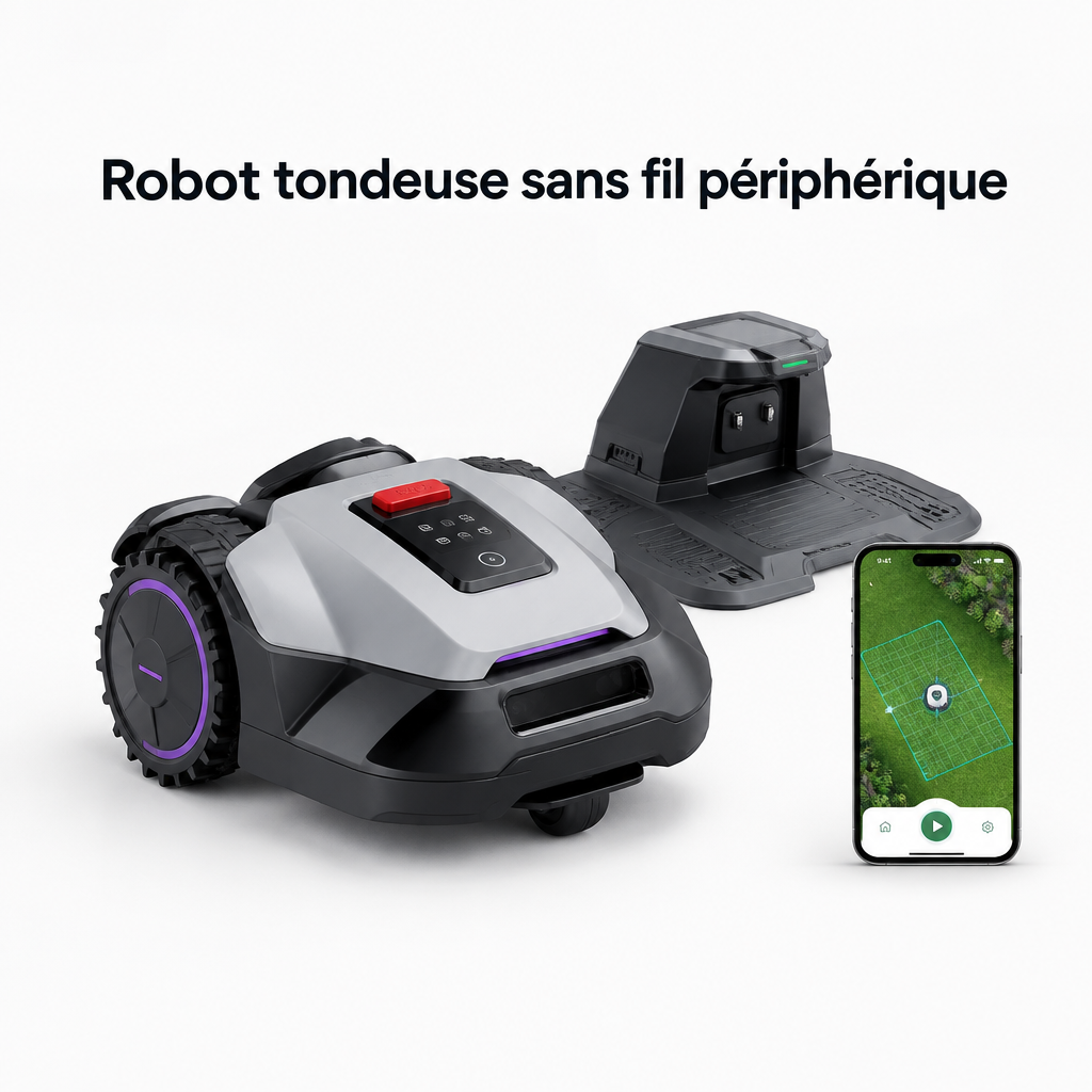 Robot tondeuse sans fil périphérique - vue principale