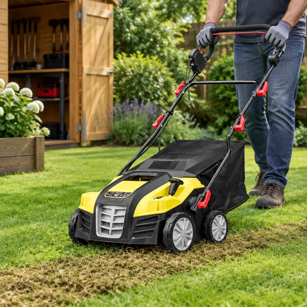 Scarificateur émousseur électrique 1800 W avec largeur 40 cm – vue en utilisation