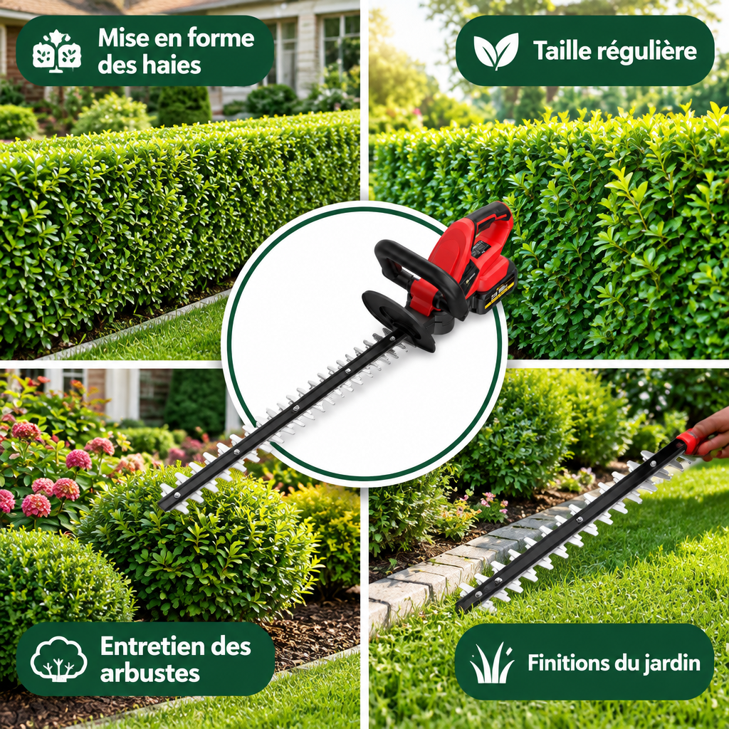 Utilisations du taille-haie sans fil au jardin