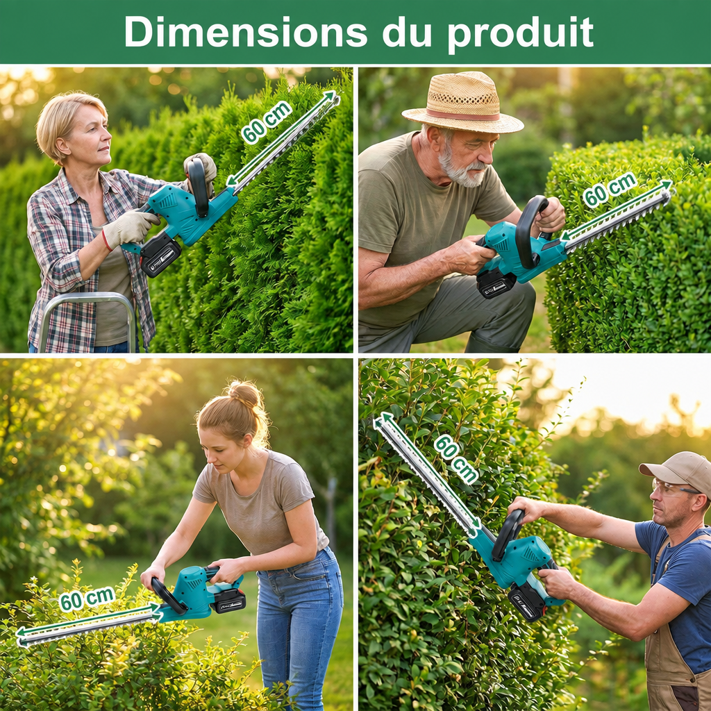 Dimensions du taille-haie sans fil