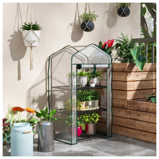 3-tier mini greenhouse with shelves – patio growing arrangement