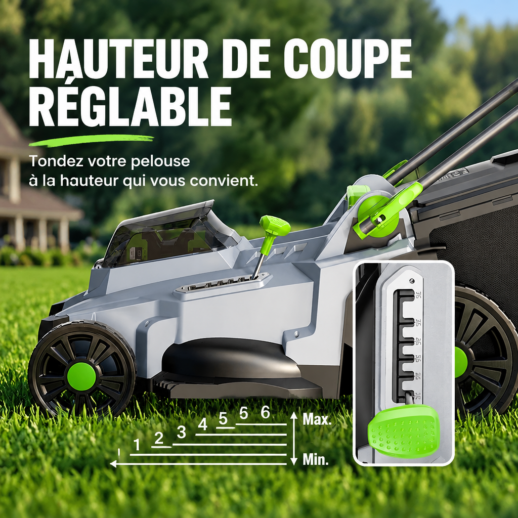 Réglage de la hauteur de coupe de la tondeuse
