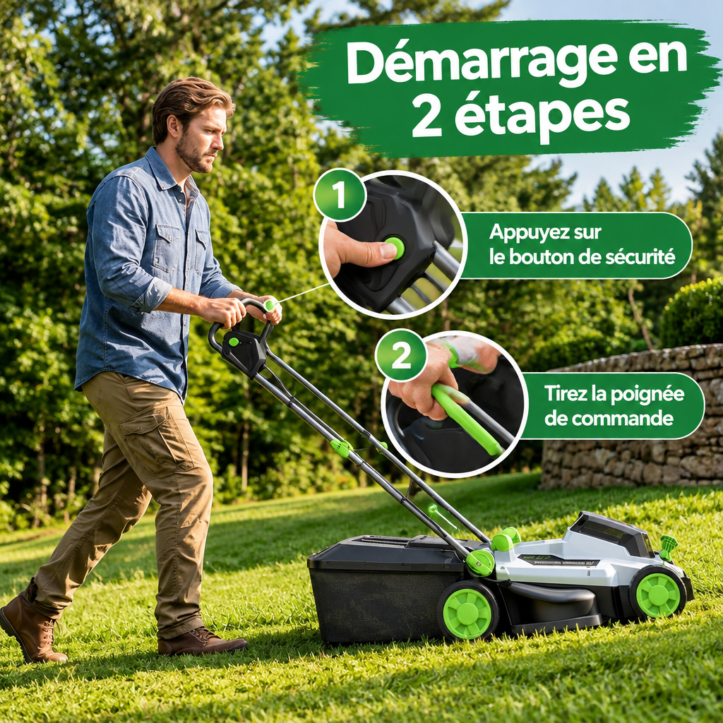 Démarrage en deux étapes de la tondeuse