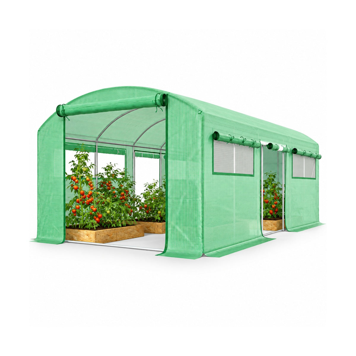 Walk-in tunnel greenhouse – opposite angle with mesh windows