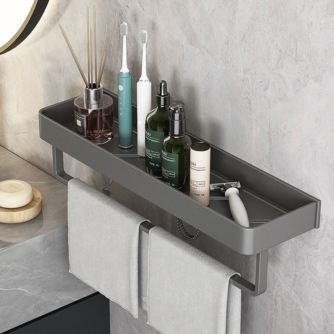 Shelf with Wall Rack for Bathroom with and Towel Rail in Modern Design