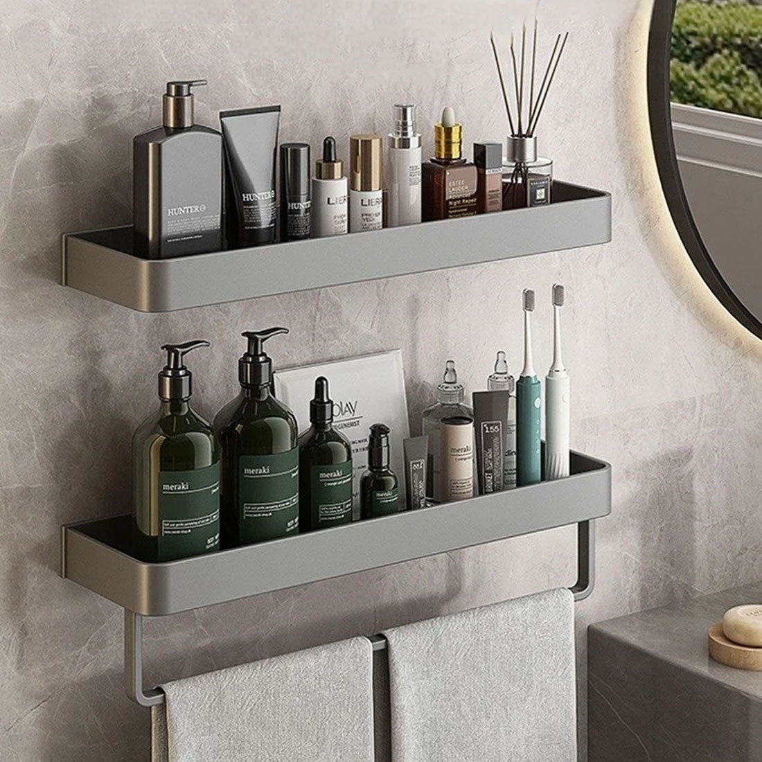 Shelf with Wall Rack for Bathroom with and Towel Rail in Modern Design