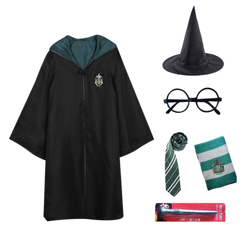 Kids’ Enchanted Wizard Cloak for Pointed Hood & Striped Scarf Set