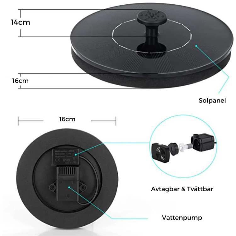 Solar Pond Fountain with Floating Design and Multiple Spray Patterns
