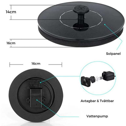 Solar Pond Fountain with Floating Design and Multiple Spray Patterns