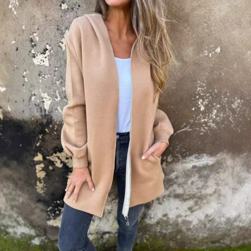 Spring Jacket for Women with Zip Closure and Casual Fit