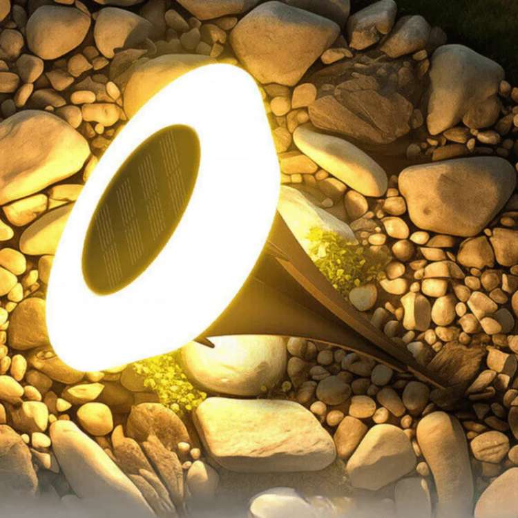 Lights with Solar Ground Design for Pathways with Warm LED Light and Stainless Steel Housing