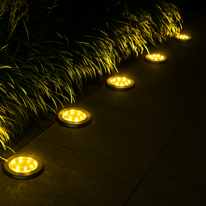 Lights with Solar Ground Design for Pathways with Warm LED Light and Stainless Steel Housing