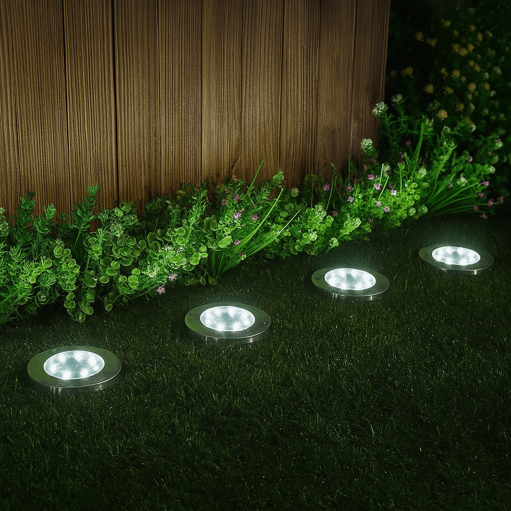 Lights with Solar Ground Design for Pathways with Warm LED Light and Stainless Steel Housing