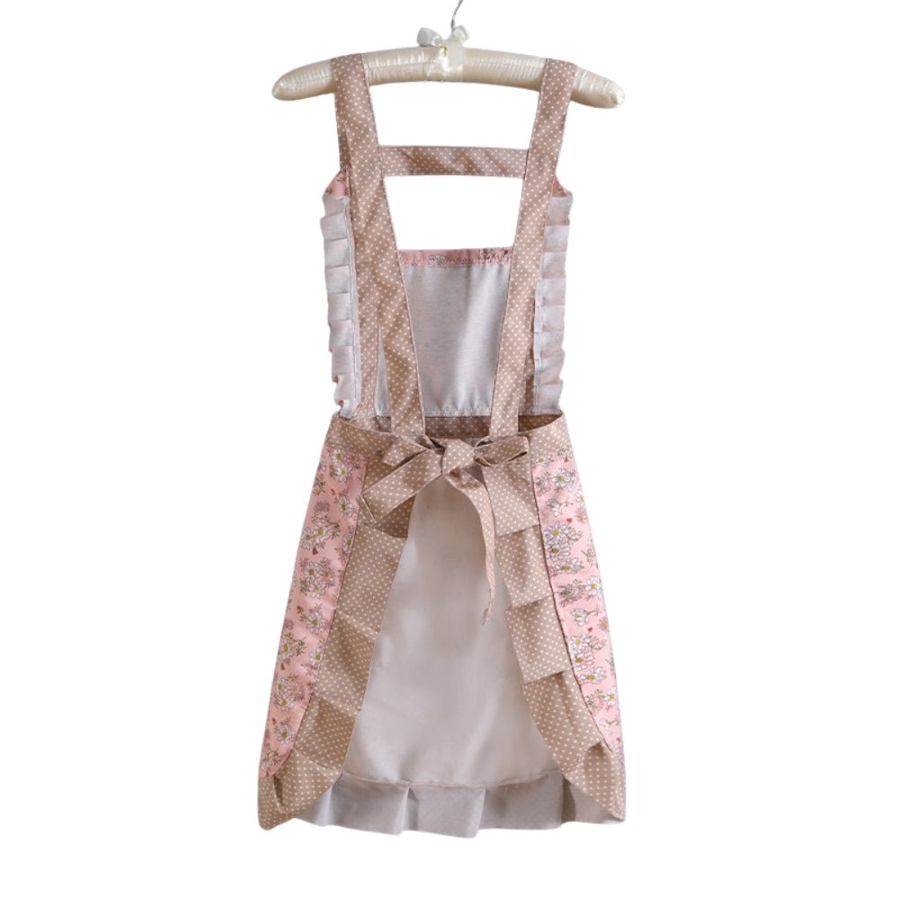 Cotton Kitchen Apron for Women with Floral Pattern and Water-Repellent Finish