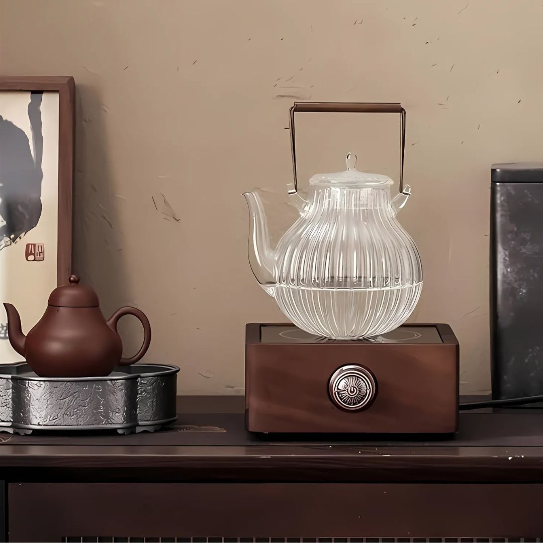 Warmer with Electric Tea Made of Walnut with Adjustable Temperature