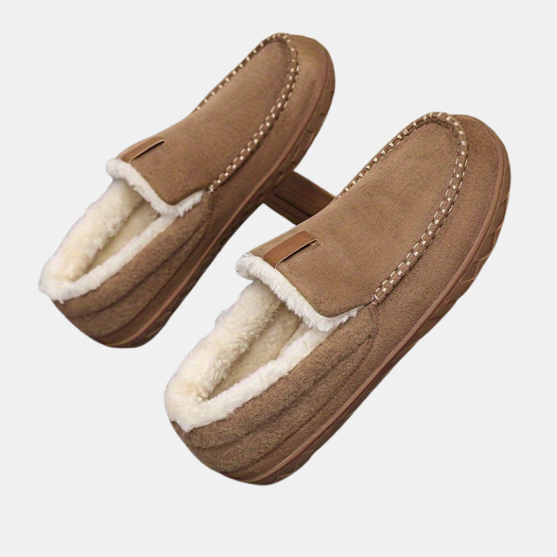 Warm Slippers for Men with Sheepskin Lining and Non-Slip Sole