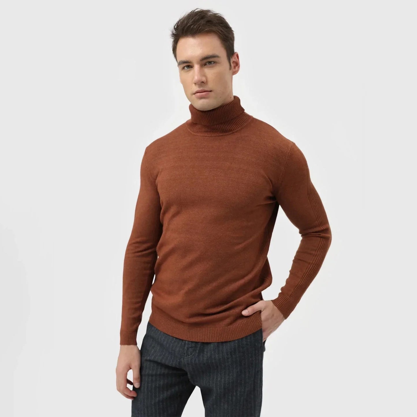 Classic Roll Neck Jumper for Men with Comfortable Fit and Timeless Style