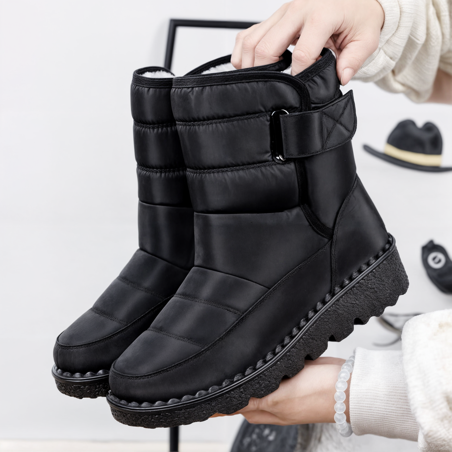 Boots with Waterproof Ladies Snow Non-Slip Sole for Warm Winter Boots for Ice and Snow
