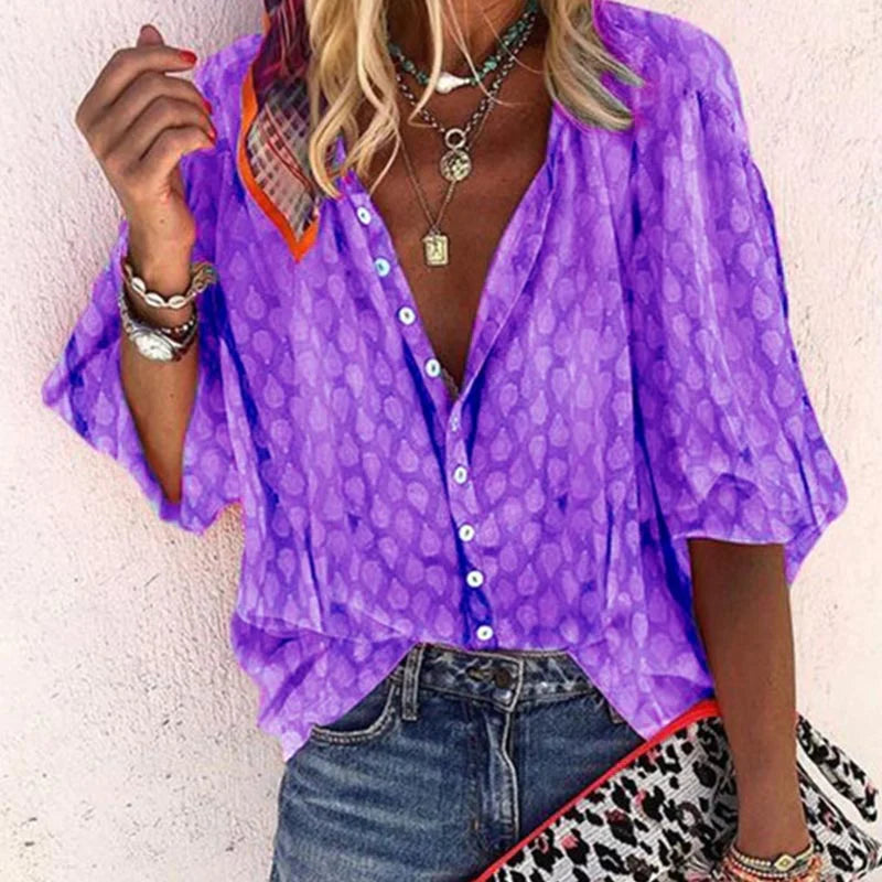 Ladies' Airy Summer Blouse with Loose Fit for Comfort and Elegant Style
