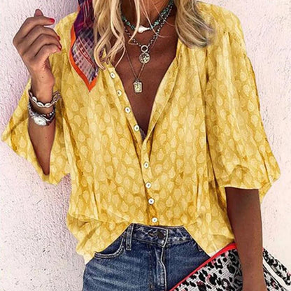 Ladies' Airy Summer Blouse with Loose Fit for Comfort and Elegant Style