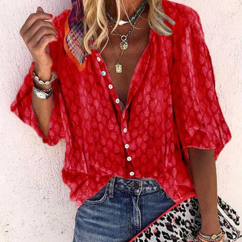 Ladies' Airy Summer Blouse with Loose Fit for Comfort and Elegant Style
