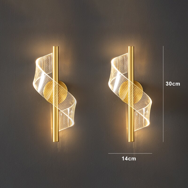 Wall Lamp with Modern LED Wavy Design and Adjustable Light Colours