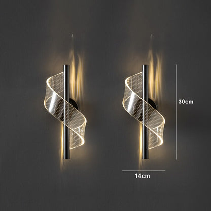 Wall Lamp with Modern LED Wavy Design and Adjustable Light Colours