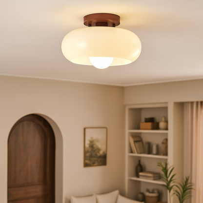 Lamp French Bauhaus Ceiling for Warm Atmospheric Light with Wooden Detail